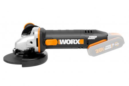 Угловая шлифмашина WORX WX803.9 аккумуляторная 20V, 125мм, Без аккумулятора и зарядного устройства