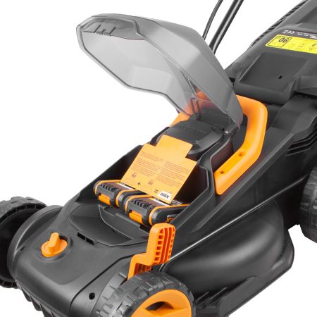 Газонокосилка аккумуляторная WORX WG779E.9, 40В, 34 см, 2 аккумулятора по 2,5 Ач + двойное ЗУ 2x2A