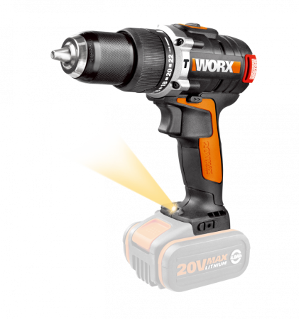 Дрель-шуруповерт ударная WORX WX373.9, аккумуляторная 20V 60Нм, бесщеточная, Без аккумулятора и зарядного устройства