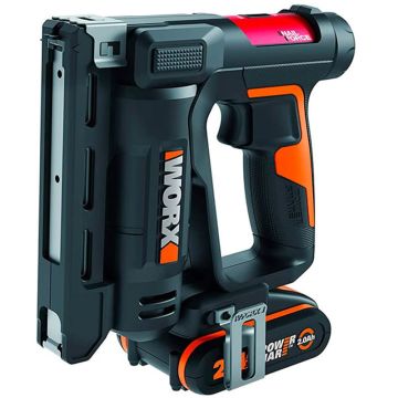 Степлер WORX WX843.9 20V аккумуляторный, 1 аккумулятор 2 Ач + зарядное устройство