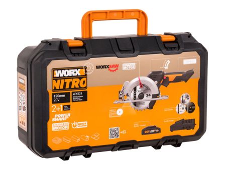 Циркулярная мини-пила аккумуляторная бесщеточная WORX WX531, 20В, 120мм, 2Ач х1, ЗУ 2А