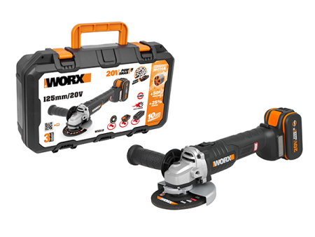 Угловая шлифмашина WORX WX812.9 аккумуляторная 20V, 125мм, бесщеточная, Без аккумулятора и зарядного устройства