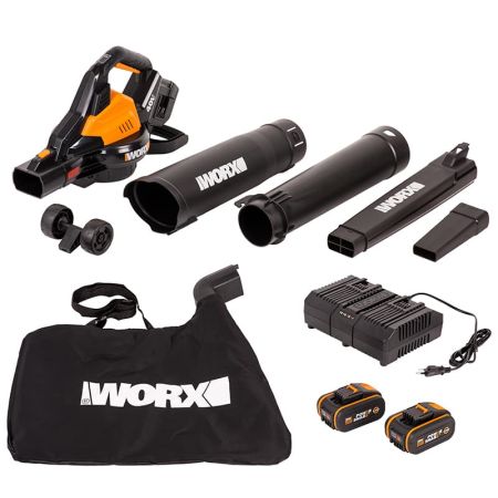 Воздуходув-пылесос аккумуляторный WORX WG583E.9, 40В, бесщеточный, Без аккумулятора и зарядного устройства