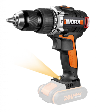 Дрель-шуруповерт ударная WORX WX354.9, аккумуляторная, 20V, 60Нм, бесщеточная, Без аккумулятора и зарядного устройства