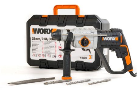 Перфоратор WORX WX339 электрический 220V, 800Вт, в кейсе