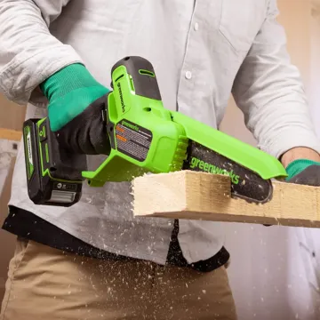 Цепная мини-пила аккумуляторная GREENWORKS GD24CSMNX, 24V, 15см, бесщеточная, без аккумулятора и ЗУ